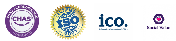 CHAS Accreditation Standard, ISO 9001 Certified, ICO Registered, Social Value Member