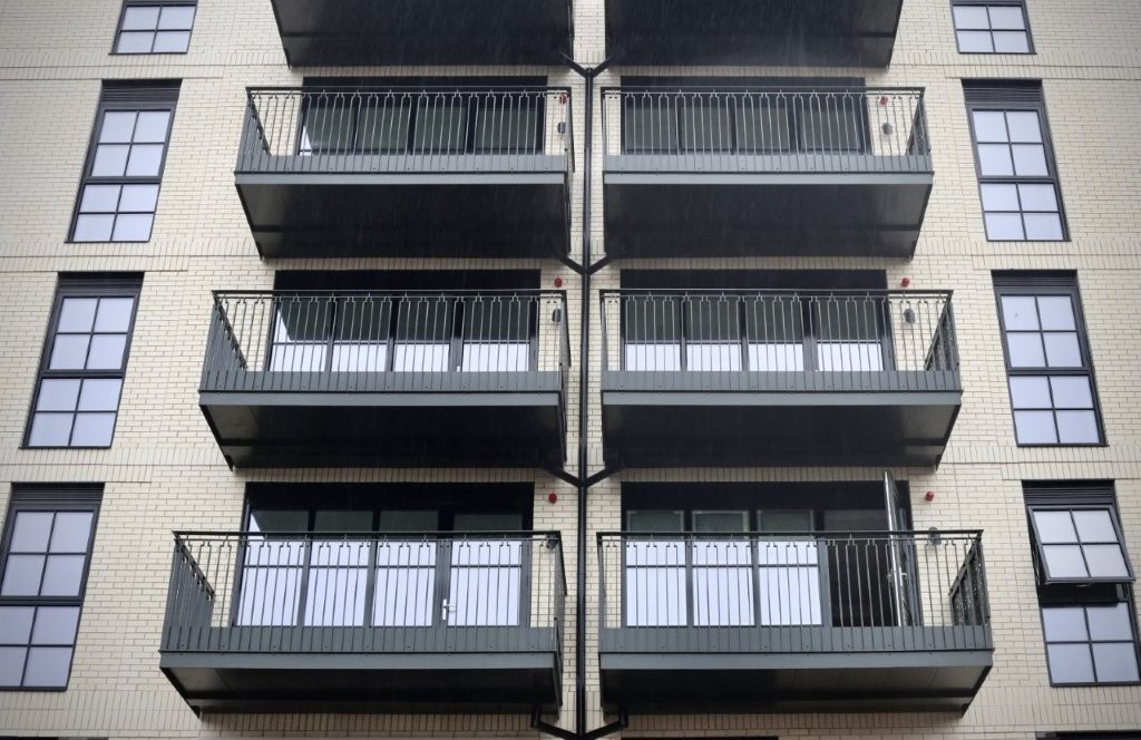 Balcony façade across a residential block